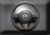 日本AUTOEXE  MAZDA(萬事得,馬自達,長安馬自達) Mazda2 (馬2,馬自達2,勁翔,DEMIO,iSTOP,SkyActiv,創馳藍天,DE,DE5FS,DE3FS,DEJFS,DE3AS) 汽車動力升級改裝零件  D-Shaped Leather Steering Wheel with red stitching D型平底真皮呔盤(方向盤)帶紅色縫線 MDE1370-03