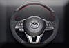 日本AUTOEXE  MAZDA(萬事得,馬自達,長安馬自達) Mazda2 (馬2,馬自達2,DEMIO,iSTOP,SkyActiv,創馳藍天,DJ,DJ5FS,DJ5AS,DJ3FS,DJ3AS) 汽車動力升級改裝零件  D-Shaped Leather Steering Wheel with red stitching D型平底真皮呔盤(方向盤)帶紅色縫線 MBM1370-03