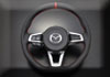日本AUTOEXE MAZDA(萬事得,馬自達,一汽馬自達)  Miata RF (MX-5, Roadster,NDE, MK4, 敞篷硬頂, 硬摺頂, Retractable Fastback)汽車動力升級改裝零件 D-Shaped Leather Steering Wheel with red stitching D型平底真皮呔盤(方向盤)帶紅色縫線 MND1370-03