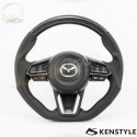 17-18 Mazda3 [BM, BN] Kenstyle D-Shaped Carbon Top Leather Steering Wheel