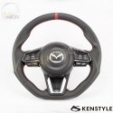 17-18 Mazda3 [BM, BN] Kenstyle D-Shaped Red Center Line NAPPA Leather Steering Wheel