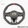 17-18 Mazda3 [BM, BN] Kenstyle D-Shaped Red Center Line NAPPA Leather Steering Wheel MD03