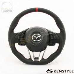 13-16 Mazda3 [BM, BN] Kenstyle D-Shaped Leather and Suede Steering Wheel MA01