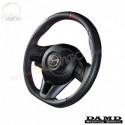 13-16 Mazda3 [BM, BN] Damd D-Shaped Red Center Line NAPPA Leather Steering Wheel