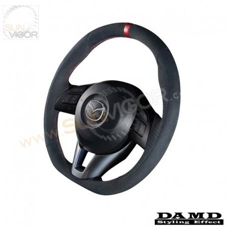 13-16 Mazda3 [BM, BN] Damd D-Shaped Red Center Line Ultra Suede Steering Wheel SS360MS