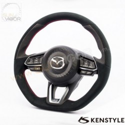 2017+ 马自达 CX-3 [DK] Kenstyle D型平底绒皮方向盘(軚环) MD02
