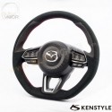 2017+ 马自达 CX-3 [DK] Kenstyle D型平底绒皮方向盘(軚环)