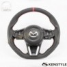 2019+ Mazda2 [DJ] Kenstyle D-Shaped Red Center Line NAPPA Leather Steering Wheel MD03