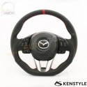 15-18 Mazda2 [DJ] Kenstyle D-Shaped Red Center Line NAPPA Leather Steering Wheel