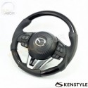 15-18 Mazda2 [DJ] Kenstyle D-Shaped Wood Piano Top Leather Steering Wheel