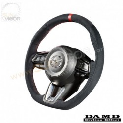 2019+ Mazda2 [DJ] Damd D-Shaped Red Center Line Ultra Suede Steering Wheel SS360MLS