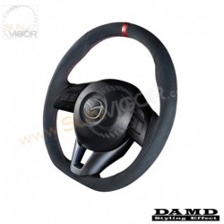 15-18 Mazda2 [DJ] Damd D-Shaped Red Center Line Ultra Suede Steering Wheel SS360MS