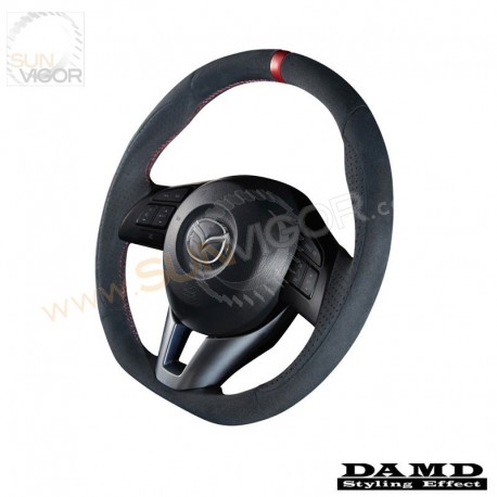 15-18 Mazda2 [DJ] Damd D-Shaped Red Center Line Ultra Suede Steering Wheel SS360MS