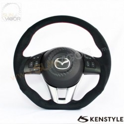 15-16 马自达 CX-3 [DK] Kenstyle D型平底绒皮方向盘(軚环) MA03