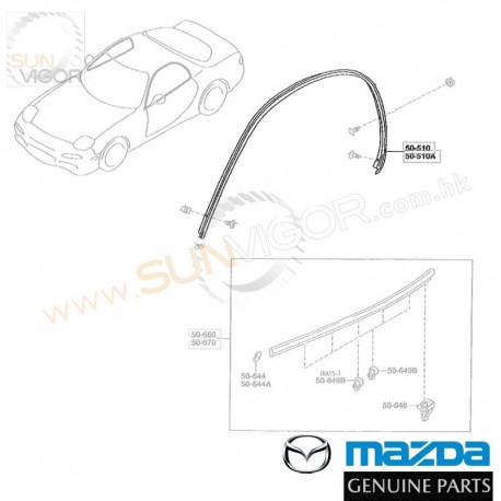 马自达 RX-7 [FD3S] 马自达正厂 门窗边胶 [左右] Drip Molding Protector FD01-50-510E