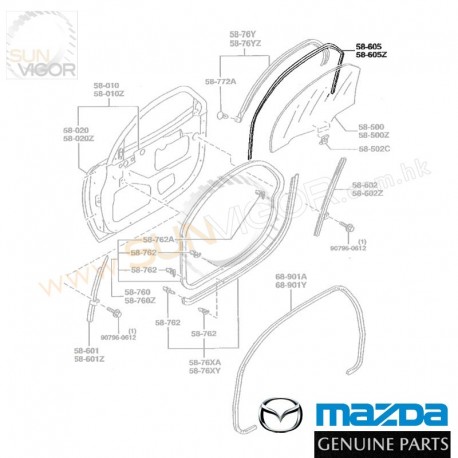 Mazda RX-7 [FD3S] Genuine MAZDA OEM Glass Channel [L&R] FD01-58-605E
