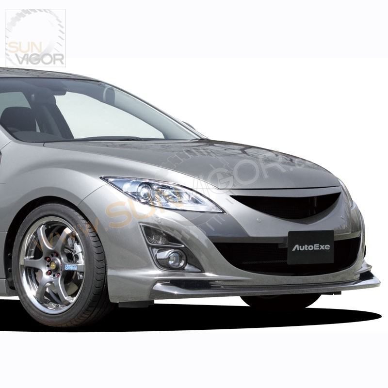 Carbon Fiber Style Front Bumper Grille – For 2006-2010 Mazda 6 (Mazda6) – Mesh Black/Gray