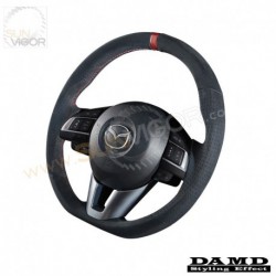 13-16 Mazda6 [GJ] Damd D-Shaped Suede Steering Wheel with red stitching  SS365MS