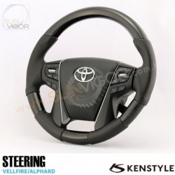 2015+ Toyota Alphard Vellfire Kenstyle Leather with Wood Grain Steering Wheel