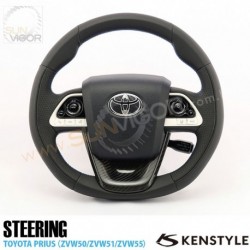 2015+ Toyota Prius Kenstyle Leather and Carbon Fibre Steering Wheel