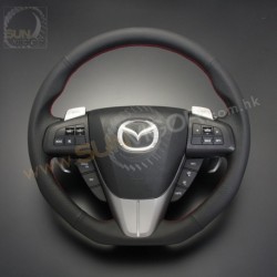 08-13 Mazda3 [BL],MPS3 [BL3FW],Mazda5 [CW] AutoExe D-Shaped Leather Steering Wheel with red stitching  MBL137003