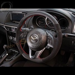 13-16 Mazda6 [GJ,GL] AutoExe D-Shaped Leather Steering Wheel with red stitching