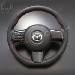 07-14 Mazda2 [DE] AutoExe D-Shaped Leather Steering Wheel with red stitching