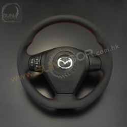 03-08 Mazda RX-8 AutoExe D-Shaped Leather Steering Wheel with red stitching  MSE137003
