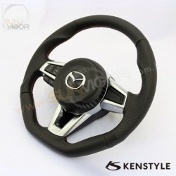 2016+ Miata [ND] Kenstyle D-Shaped Leather with double stitching Steering Wheel